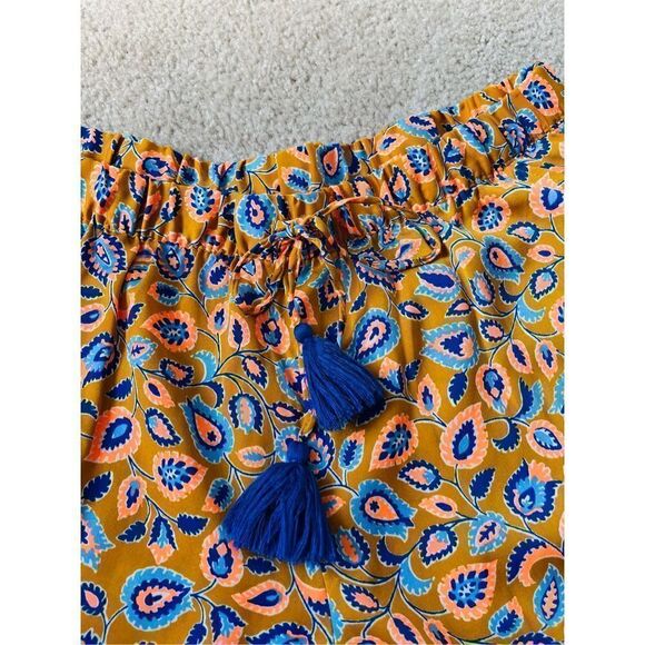 Aerie Mustard Paisley Print Shorts sz L - Picture 3 of 9